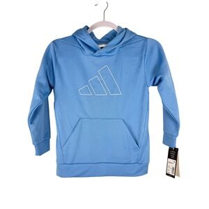 NWT Adidas Pullover Hoodie Kids‎ XS (7) Light Blue D4T Athletic Top AA8120